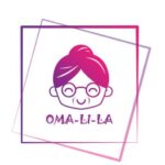 Logo von Oma Li La mit einer stilisierten Großmutter und dem Schriftzug 'Oma-Li-La'.